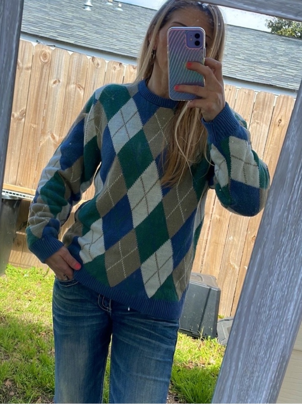 Vintage 90s Alfred Dunner Argyle Crewneck Sweater  Medium